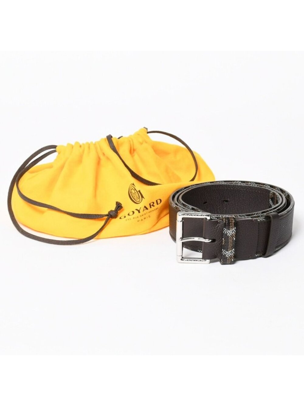 Goyard Belt Triton Black Brown Silver